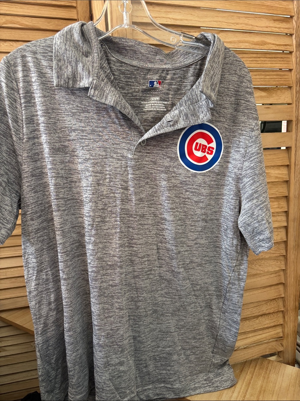 Men's Chicago Cubs Gray Heather Performance Polo Medium